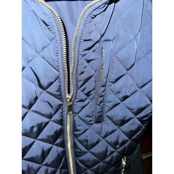 Zara Woman Quilted Blue Moto Jacket Size S Full‎ Zip Casual Short Coat - Picture 4 of 9